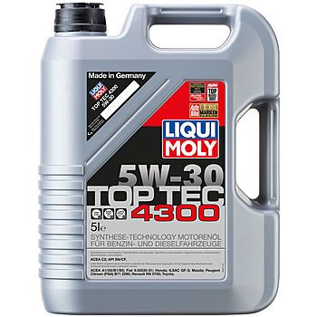 Моторное масло LIQUI MOLY Top Tec 4300 5W-30 специально для PCA, Honda, Toyota, Fiat, 5л